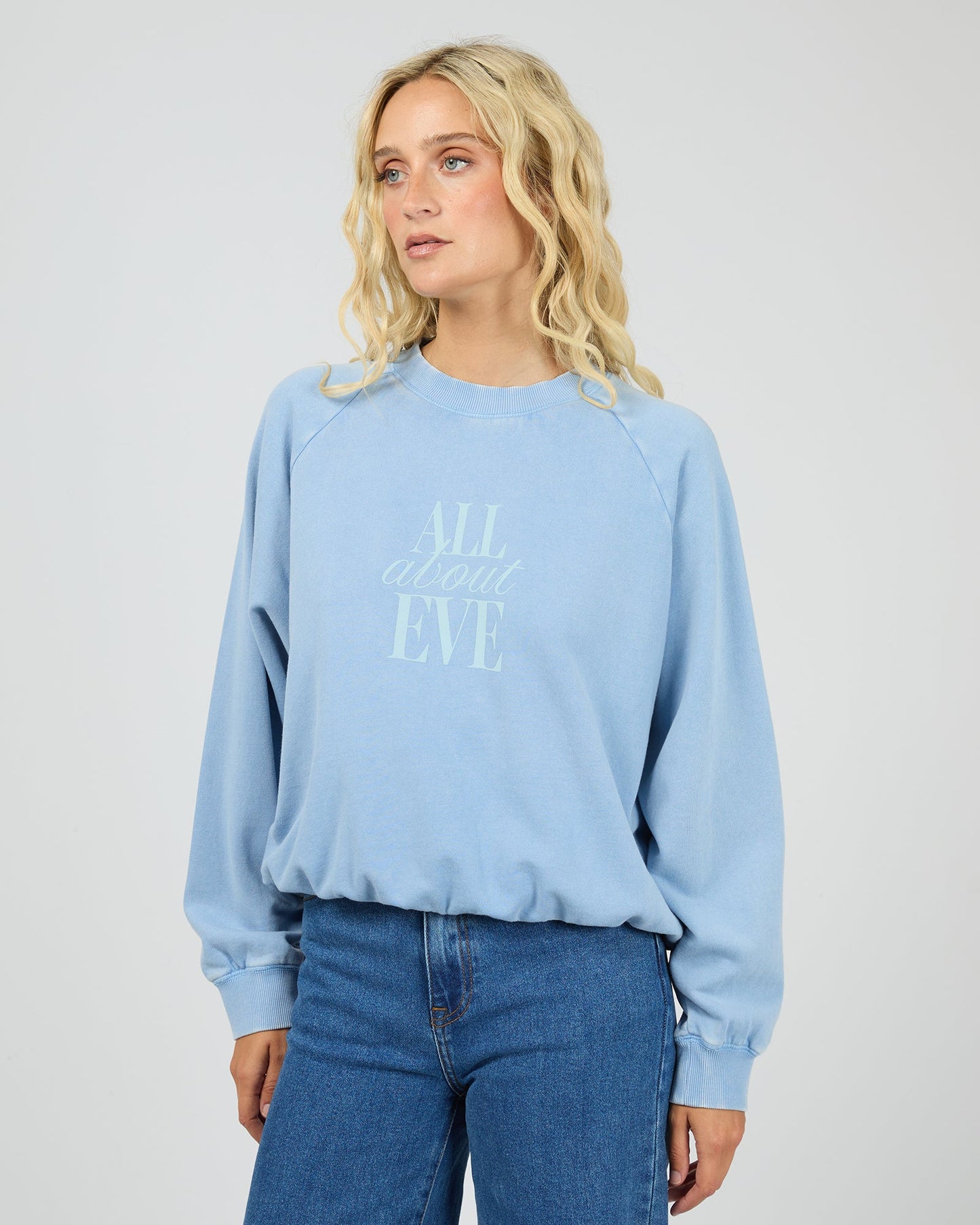 All About Eve Flynn Washed Box Raglan Crew - Blue