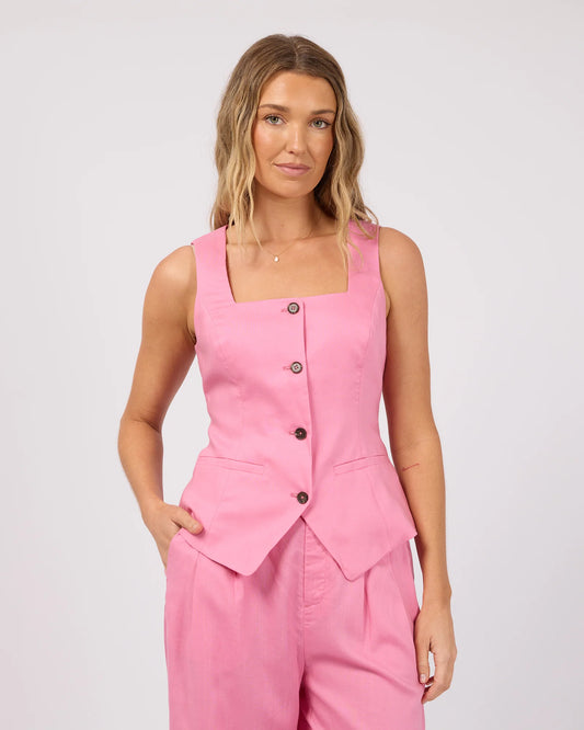 All About Eve Fern Linen Vest - Orchid