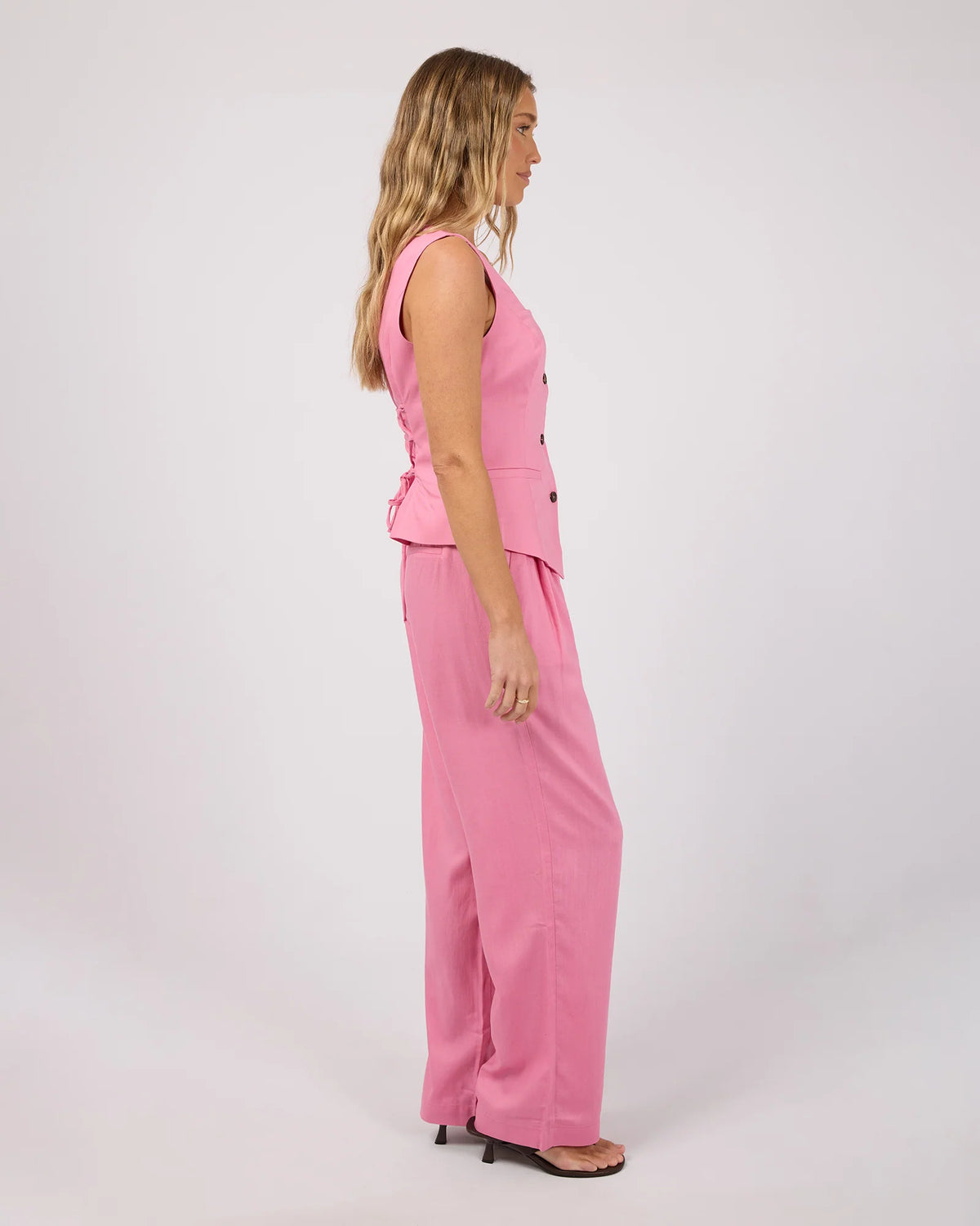 All About Eve Fern Linen Vest - Orchid