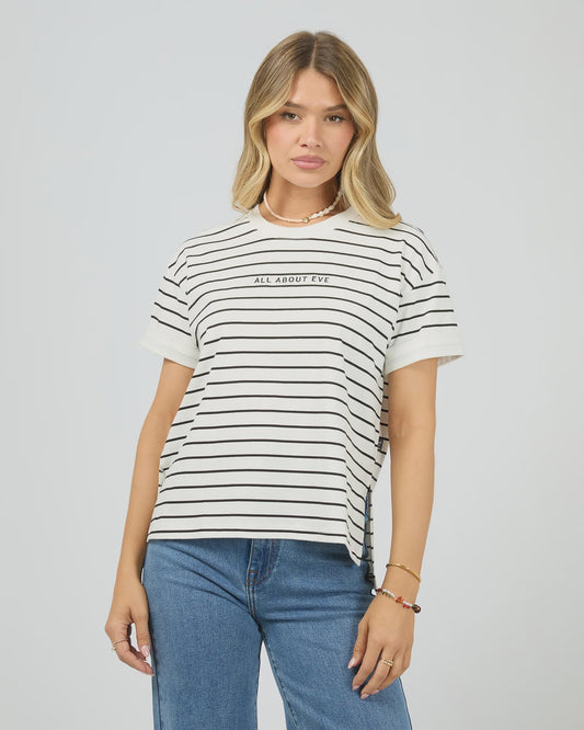 All About Eve Washed Stripe Tee - Black