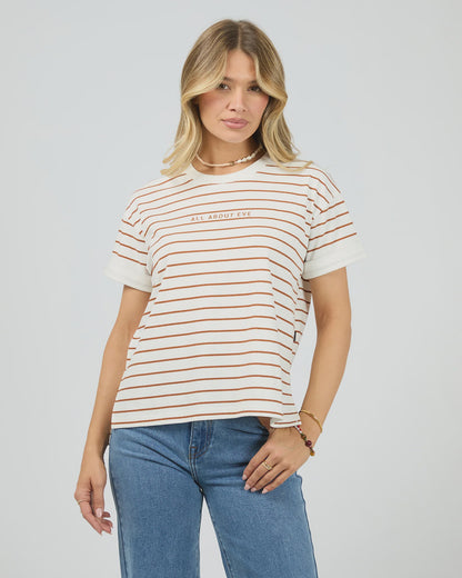 All About Eve Washed Stripe Tee - Cinnamon