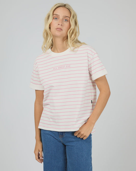 All About Eve AAE Washed Tee - Stripe Orchid
