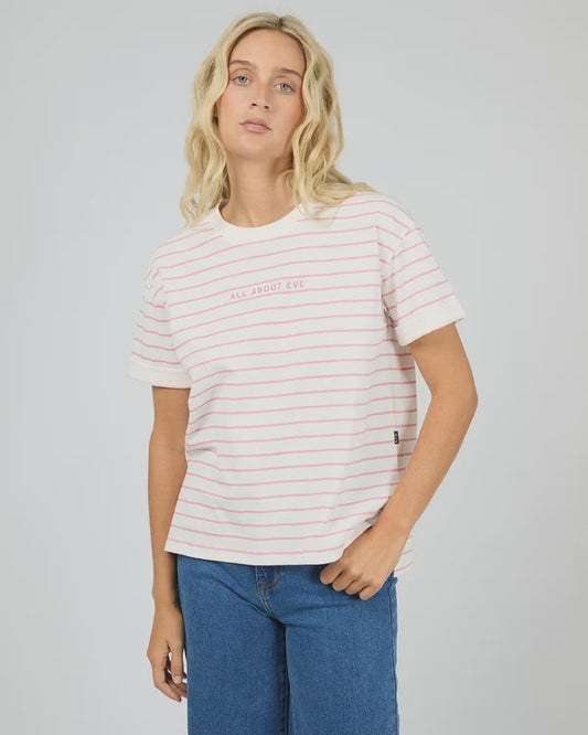 All About Eve AAE Washed Stripe Tee - Orchid