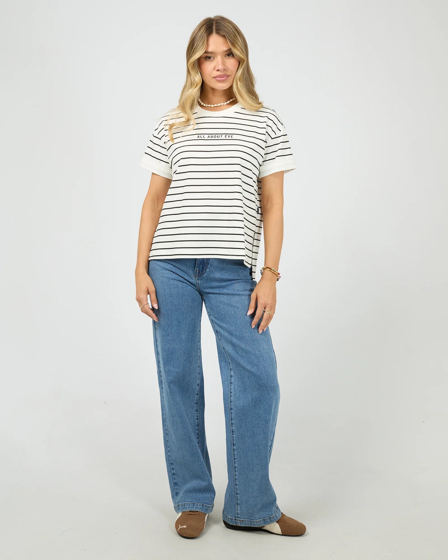 All About Eve Washed Stripe Tee - Black