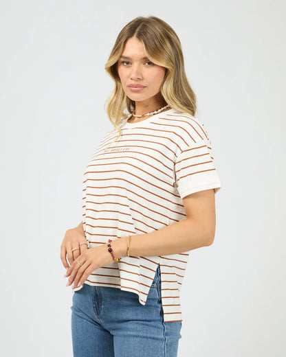 All About Eve Washed Stripe Tee - Cinnamon