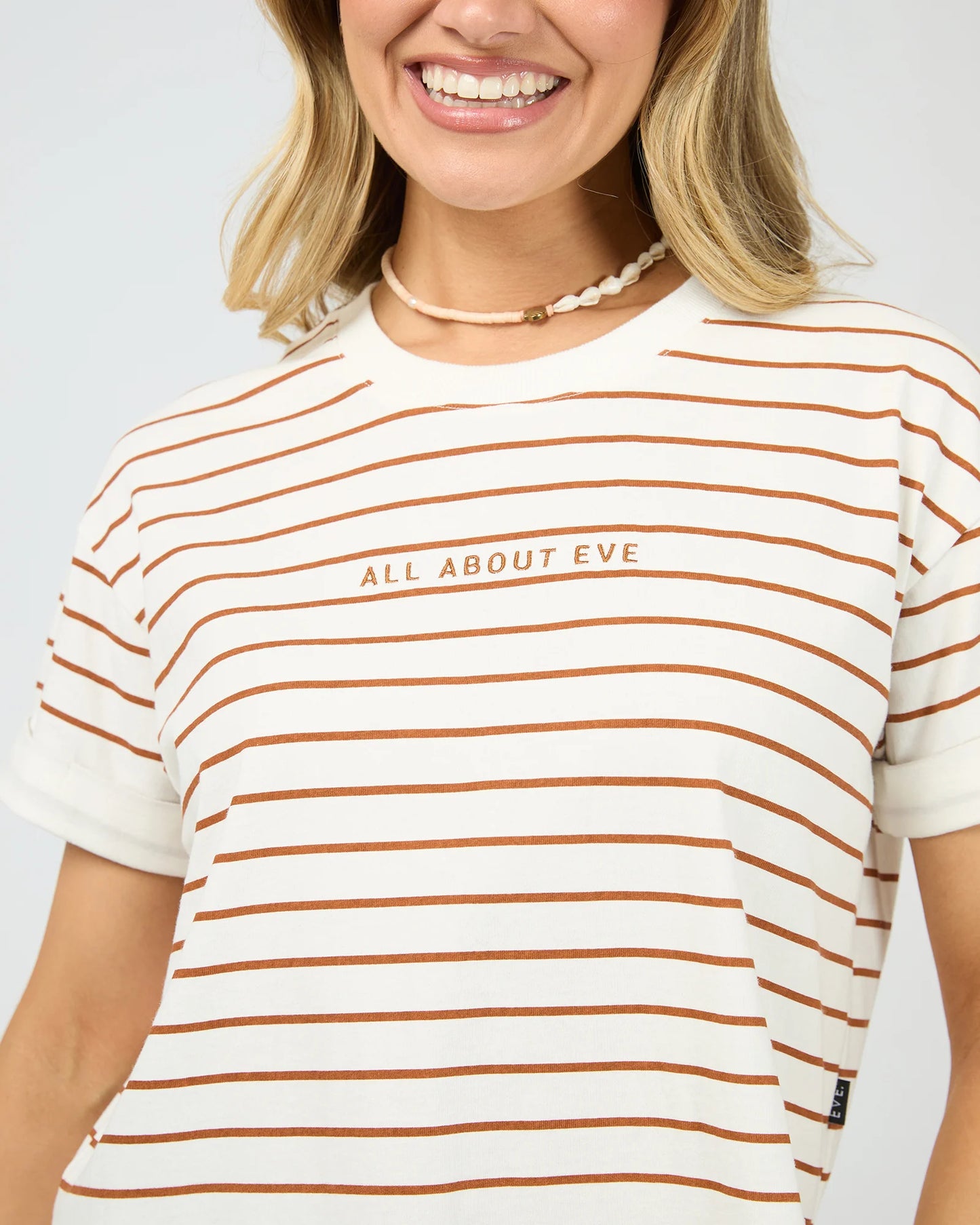 All About Eve Washed Stripe Tee - Cinnamon