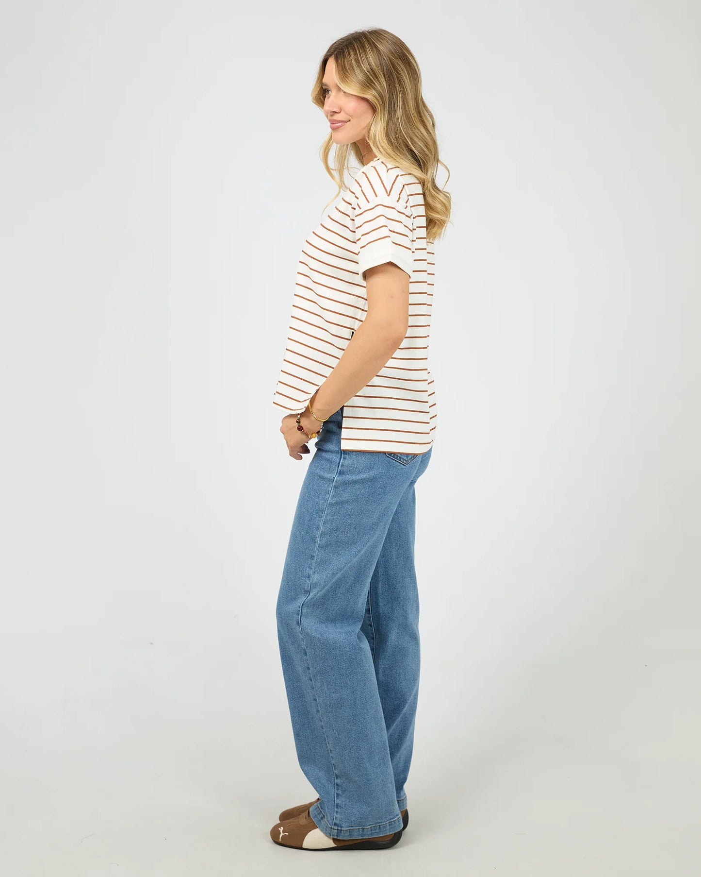 All About Eve Washed Stripe Tee - Cinnamon