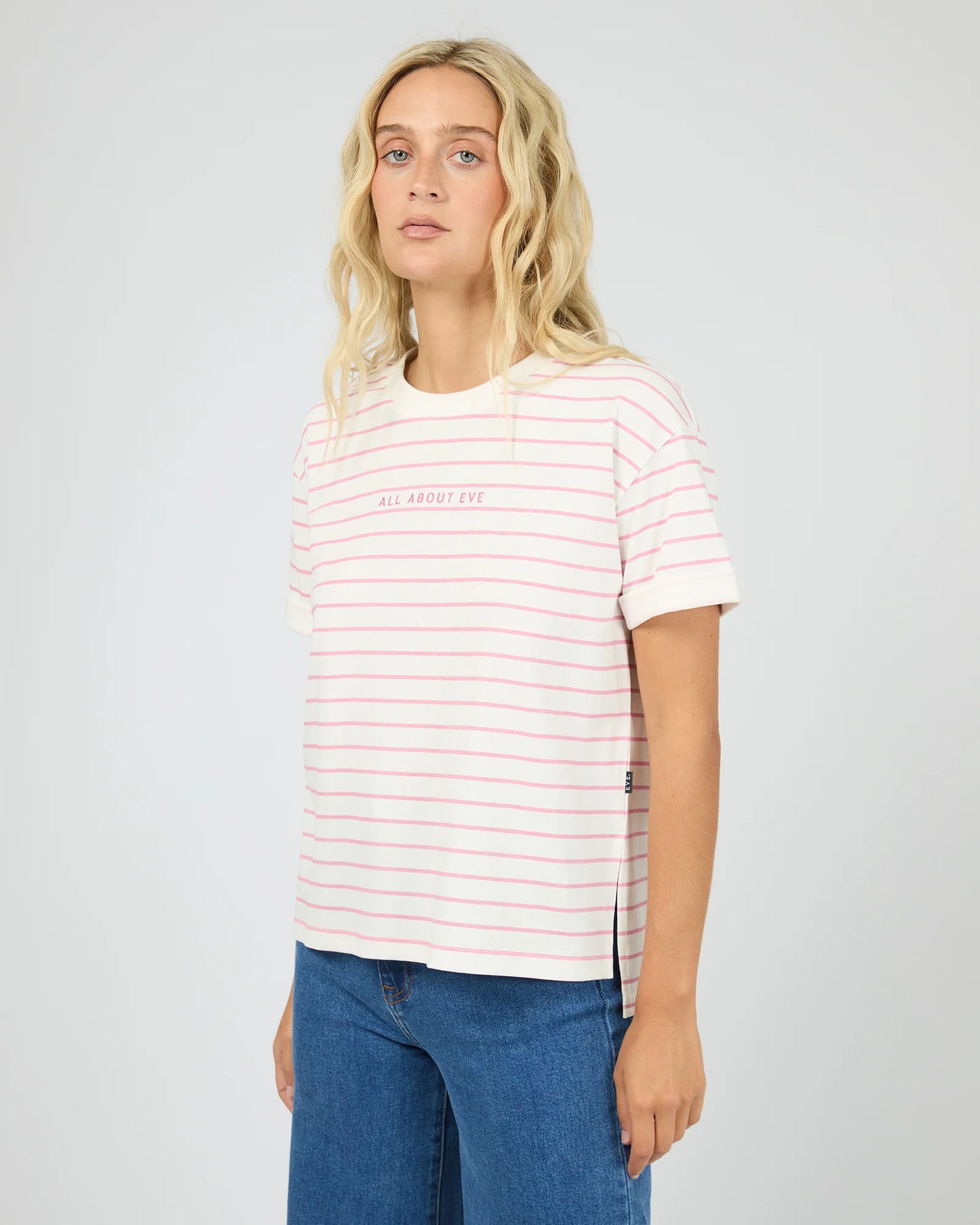 All About Eve AAE Washed Stripe Tee - Orchid