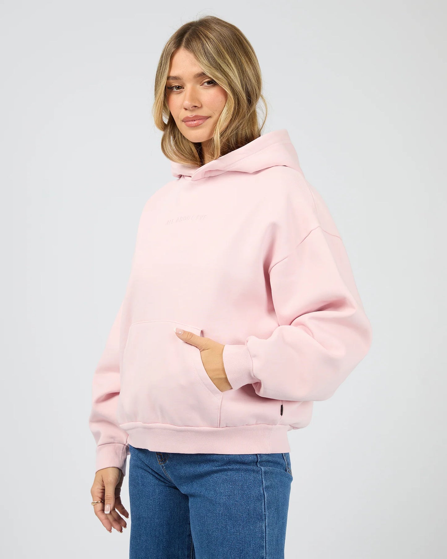 All About Eve Washed Box Hoodie - Light Pink