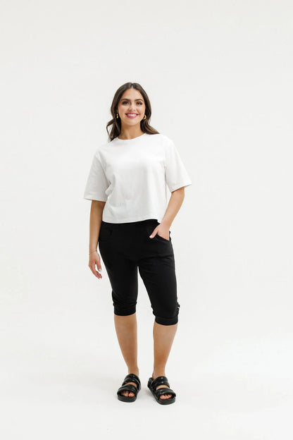 Homelee 3/4 Apartment Pants - Black with Cherry/ Blush X