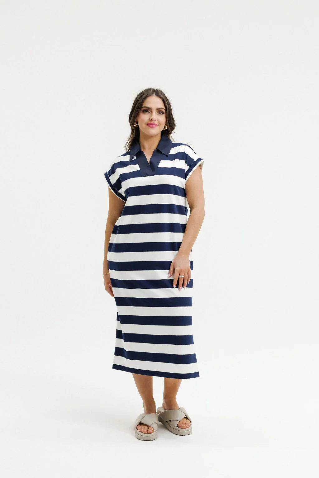 Homelee Della Dress - Navy Stripe