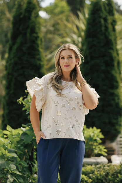 Homelee Evelyn Blouse - Coastal Daisies