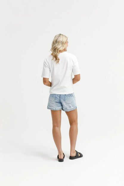 Homelee V Neck Tee - Vanilla