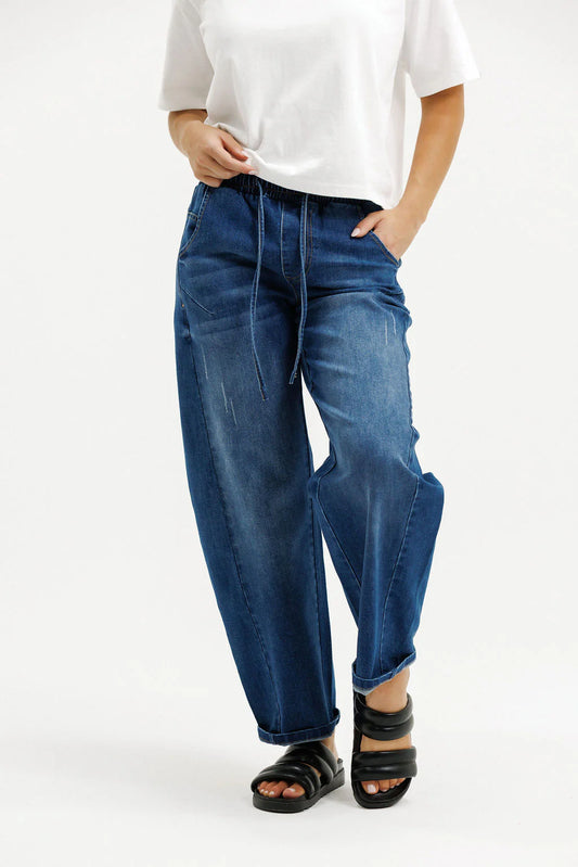 Homelee Barrel Jeans - Blue Wash