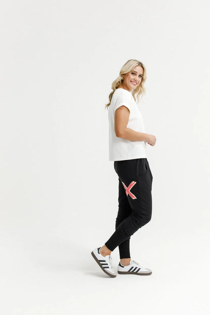 Homelee Apartment Pants - Alpine - Black with Coral Shadow X