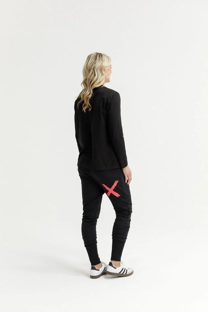 Homelee Apartment Pants - Alpine - Black with Coral