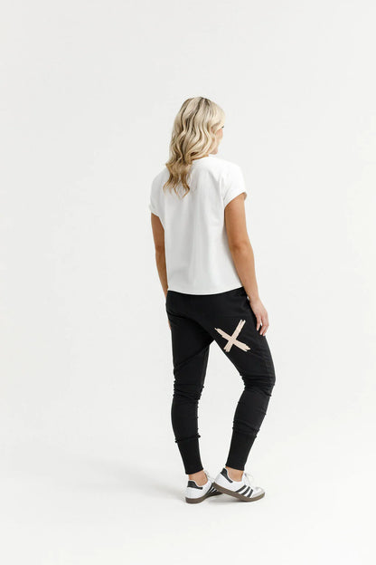 Homelee Apartment Pants - Winter Weight - Black with Peach Parfait X