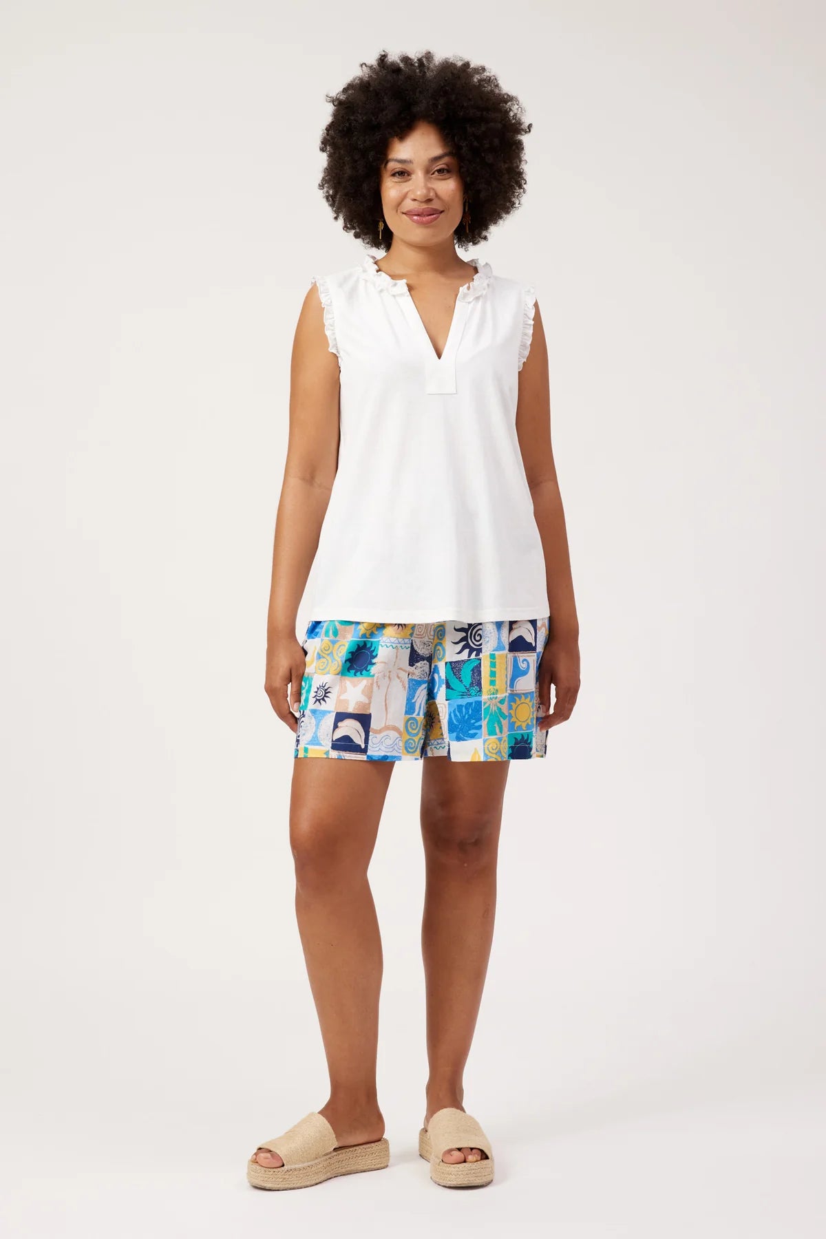 Haven Athens Frill Tank - White