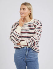 Load image into Gallery viewer, Elm Sara Stripe Knit White/Wine/Heather
