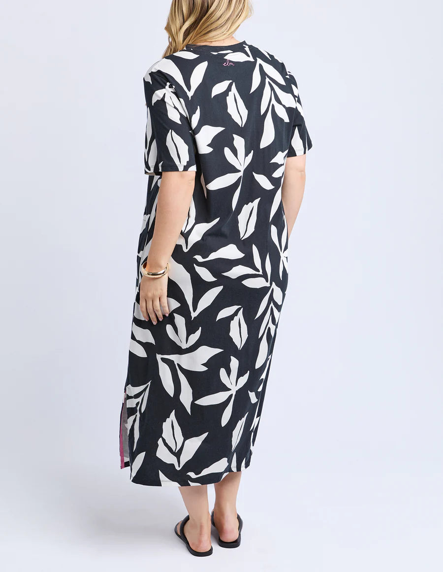 Elm Mimosa Tee Dress - Black Yardage Print