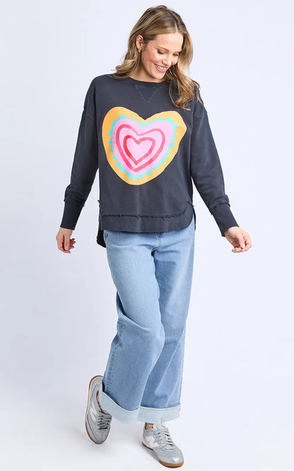 Elm Flaming Heart Crew - Navy