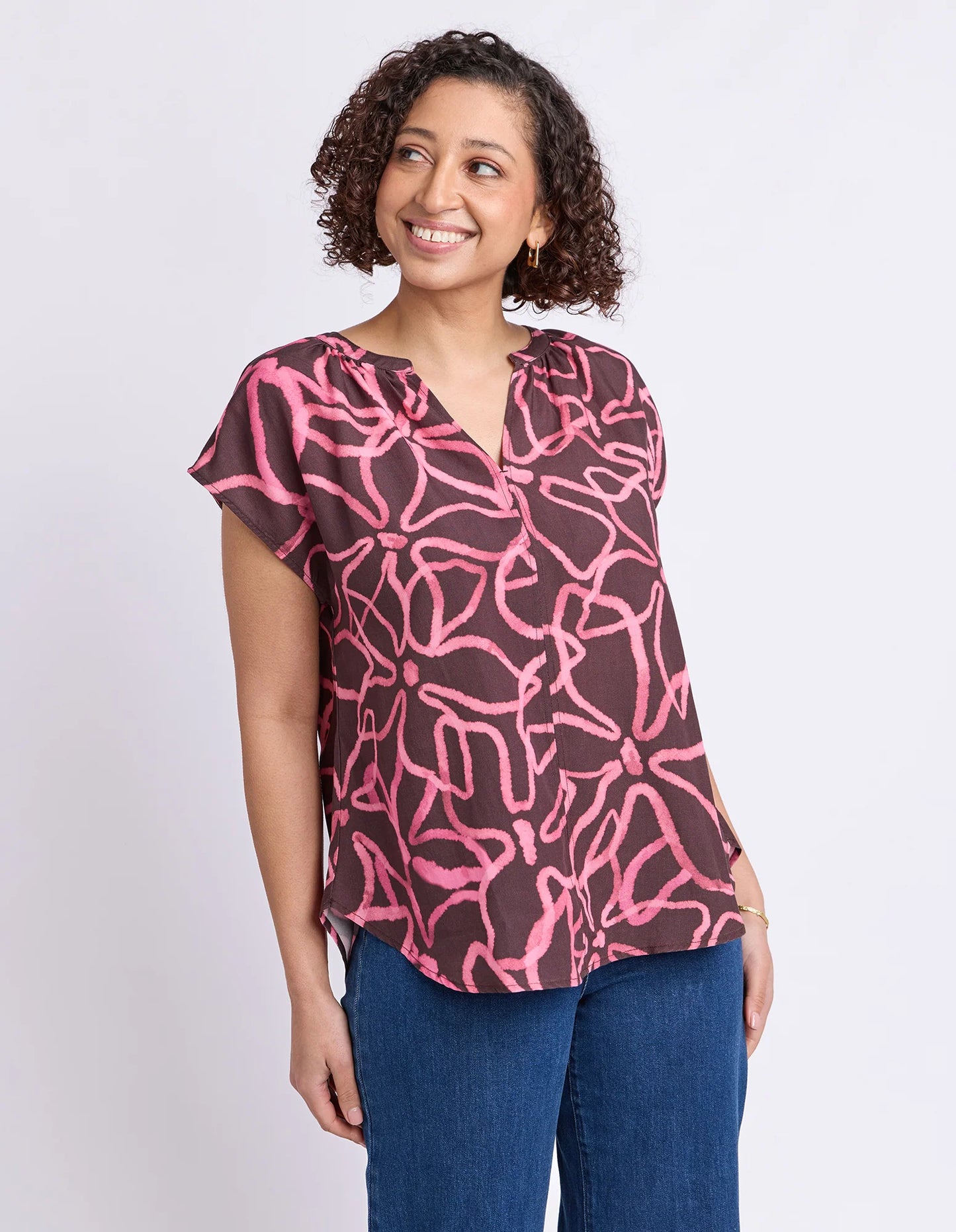 Elm Palma Top - Chocolate Print