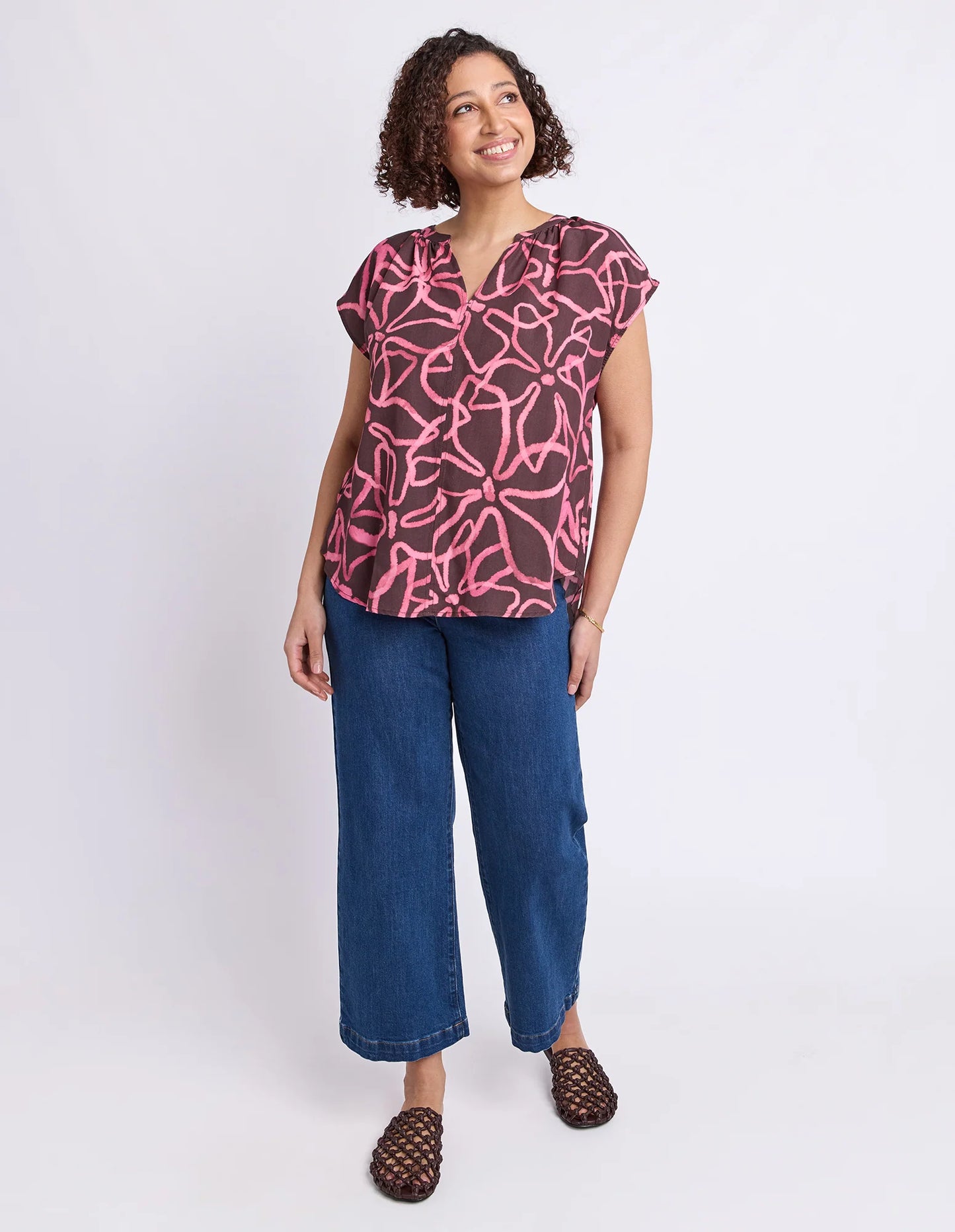 Elm Palma Top - Chocolate Print