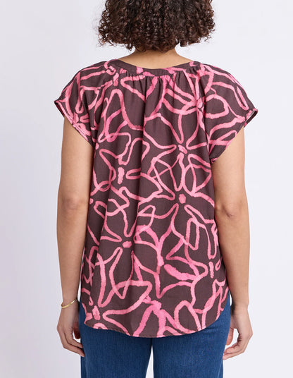 Elm Palma Top - Chocolate Print