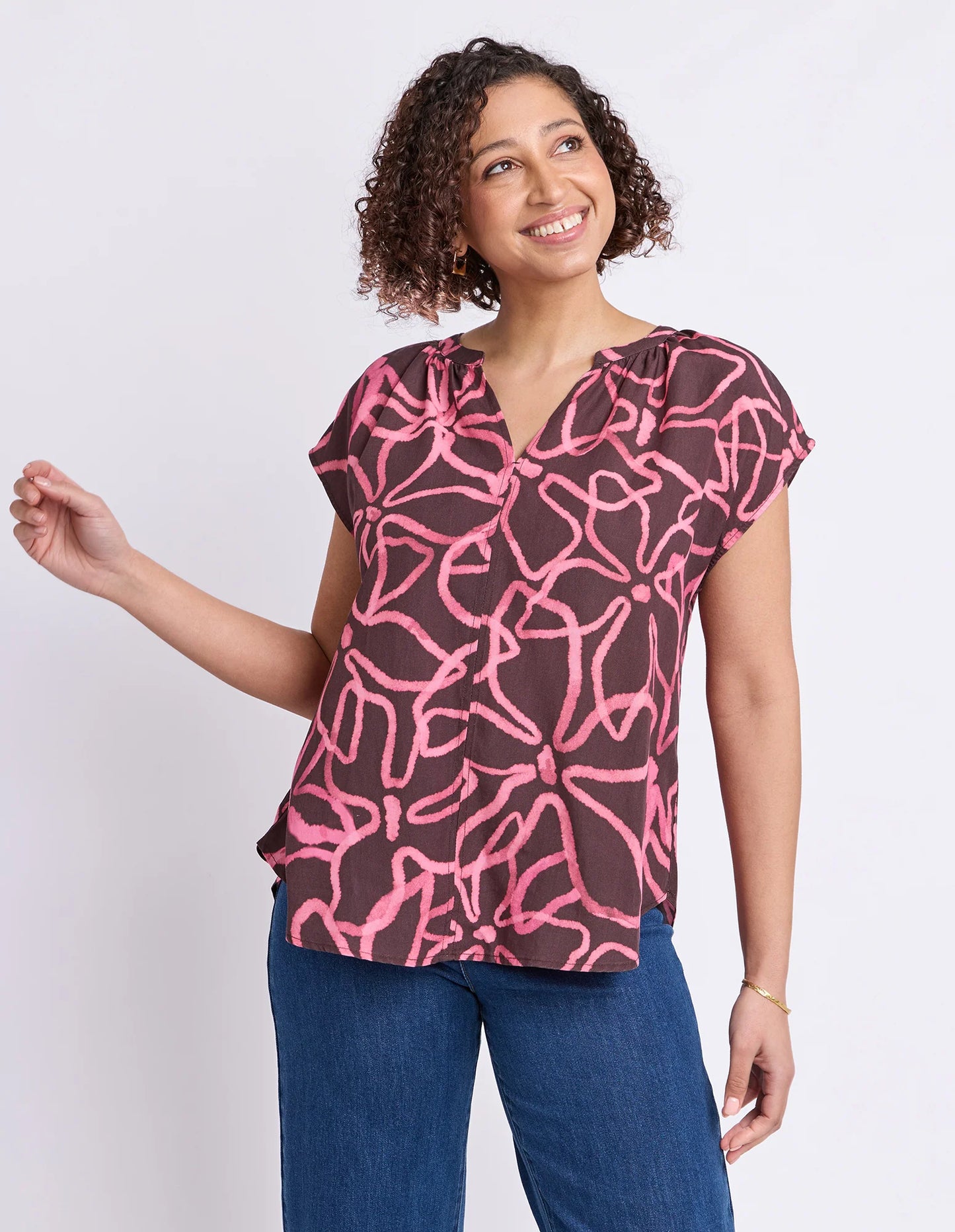 Elm Palma Top - Chocolate Print
