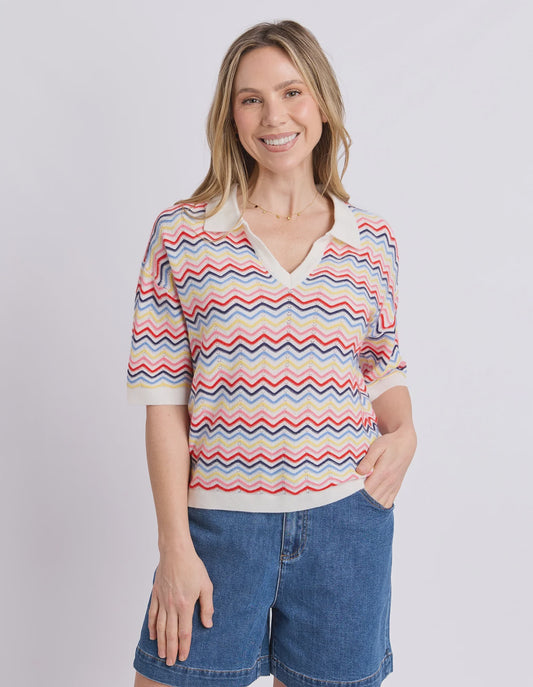 Elm Market Morning Knit Polo - Multi Stripe