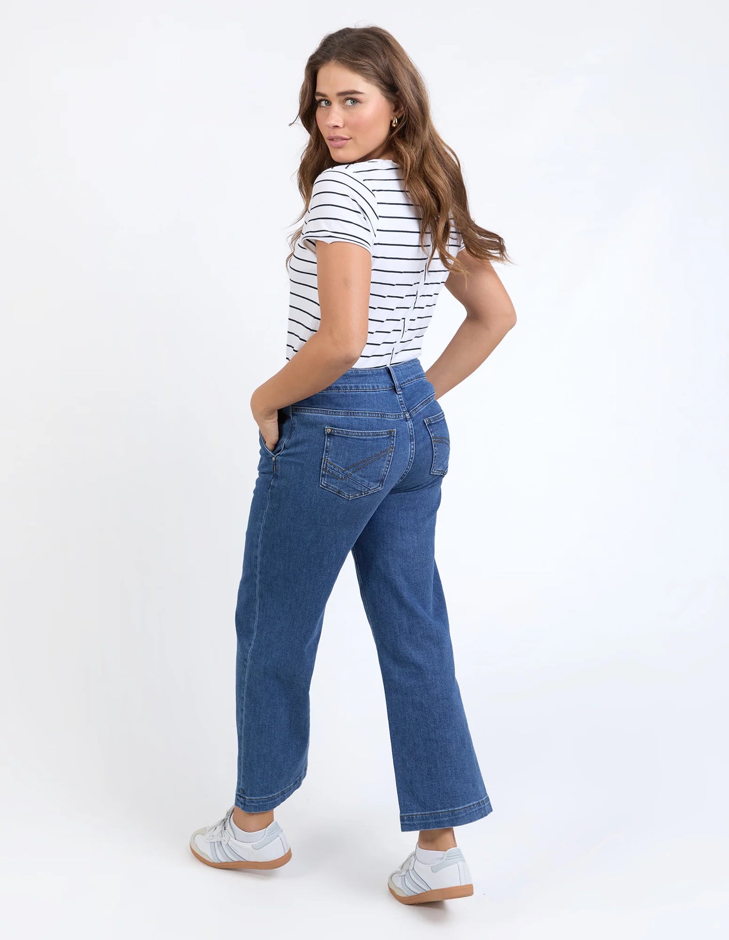 Elm Izzy Wide Leg Jean-  Dark Blue Wash