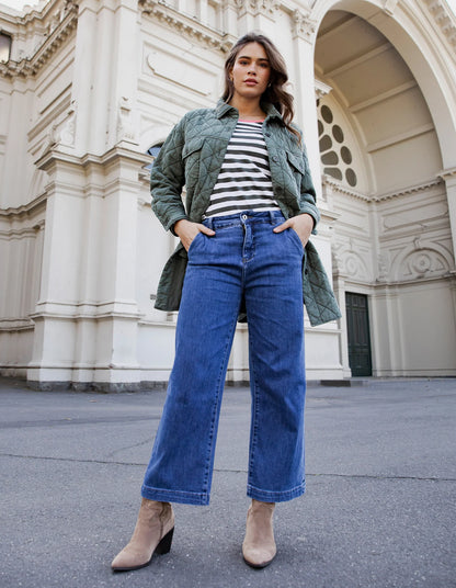 Elm Izzy Wide Leg Jean-  Dark Blue Wash