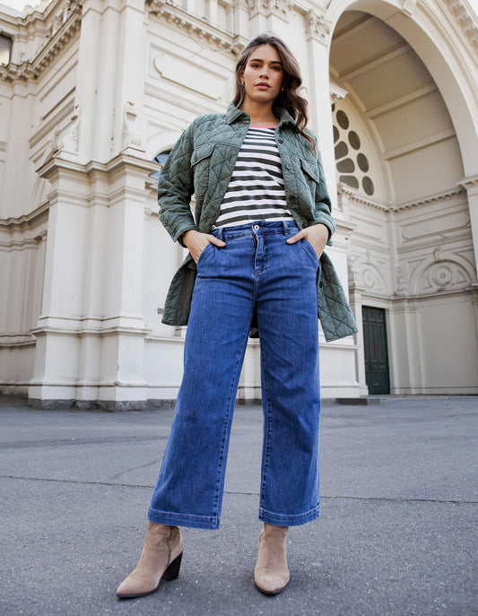 Elm Izzy Wide Leg Jean-  Dark Blue Wash