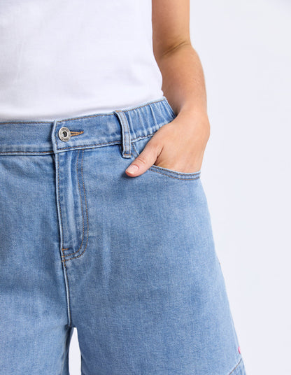 Elm Birdie Denim Short - Light Blue Wash