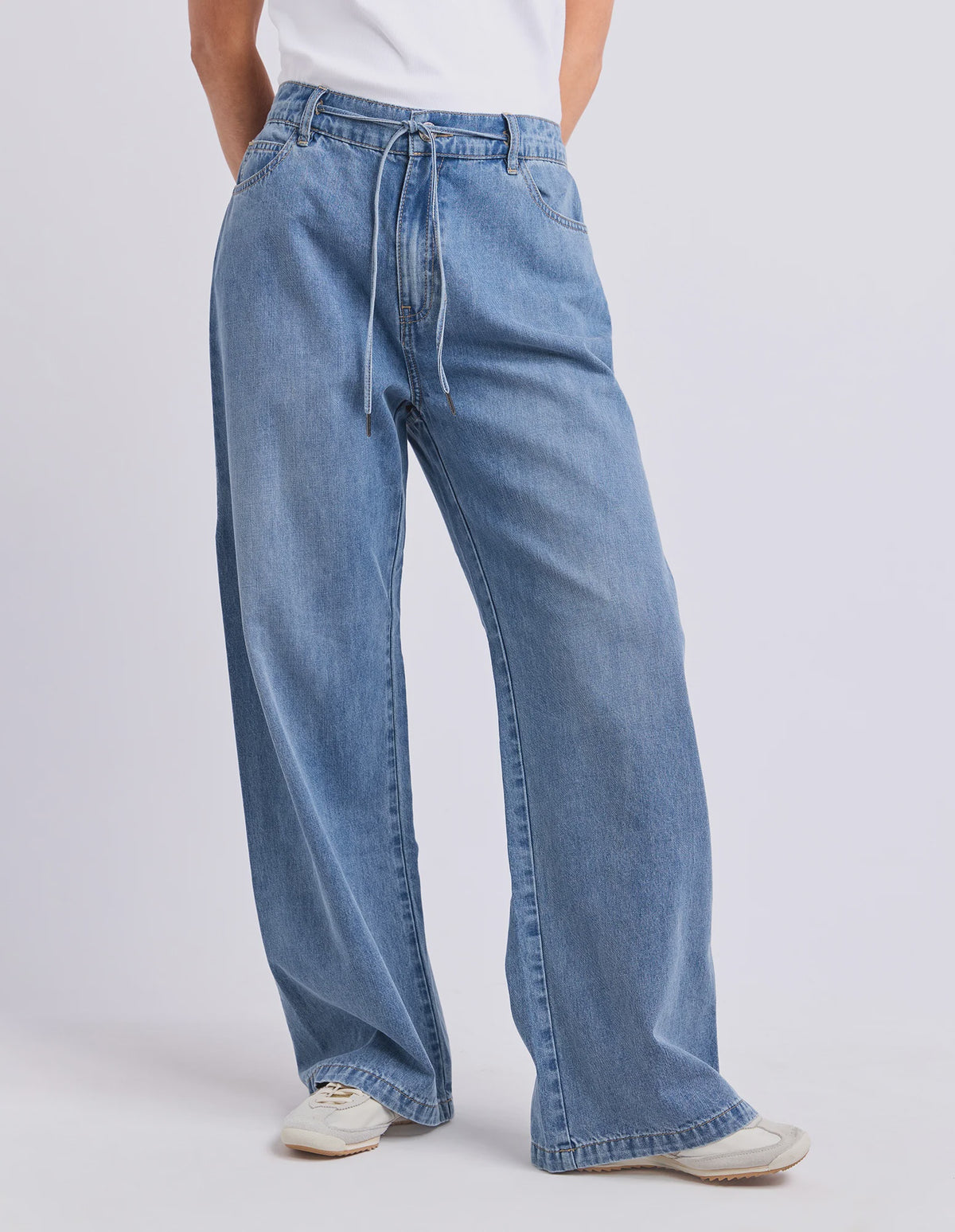 Elm Paige Tie Waist Jean - Light  Blue Wash