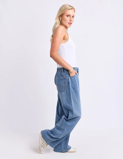 Elm Paige Tie Waist Jean - Light  Blue Wash