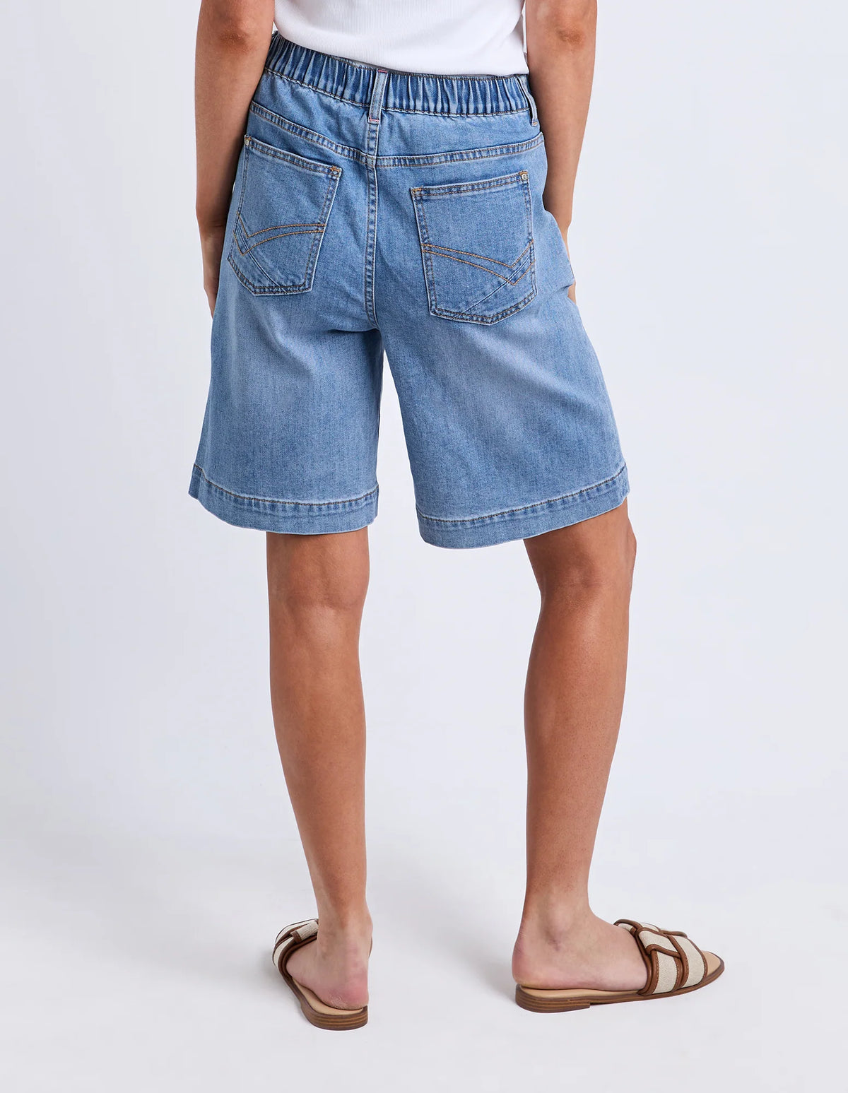Elm Birdie Long Denim Short - Light Blue Wash