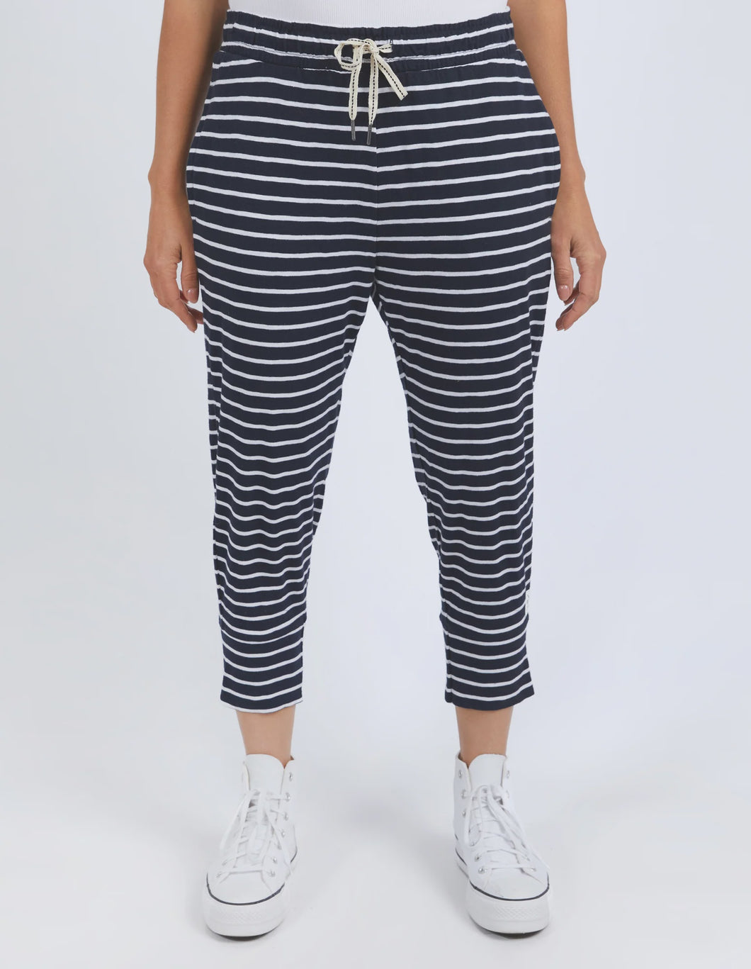 Elm Brunch Pant - Navy with White Stripe