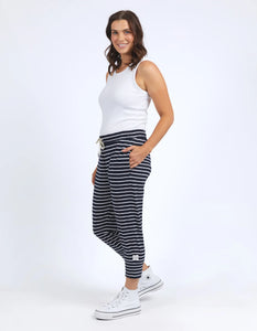 Elm Brunch Pant - Navy with White Stripe