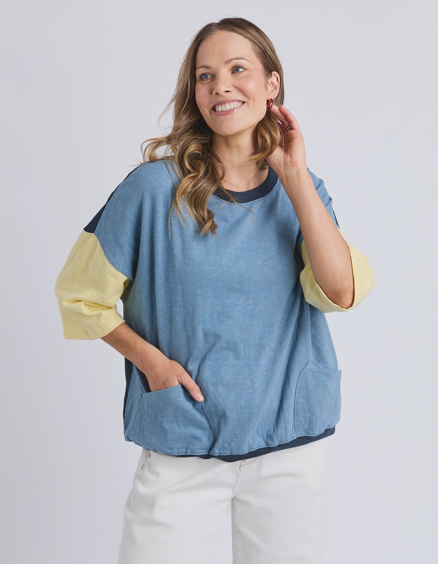 Elm Mazie Sweat - Bsha/Banana & Navy