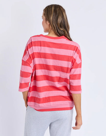 Elm Mazie Block Stripe Sweat - Cayenne & Rose