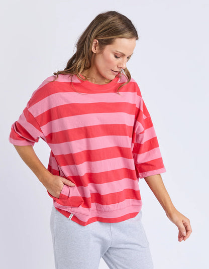 Elm Mazie Block Stripe Sweat - Cayenne & Rose