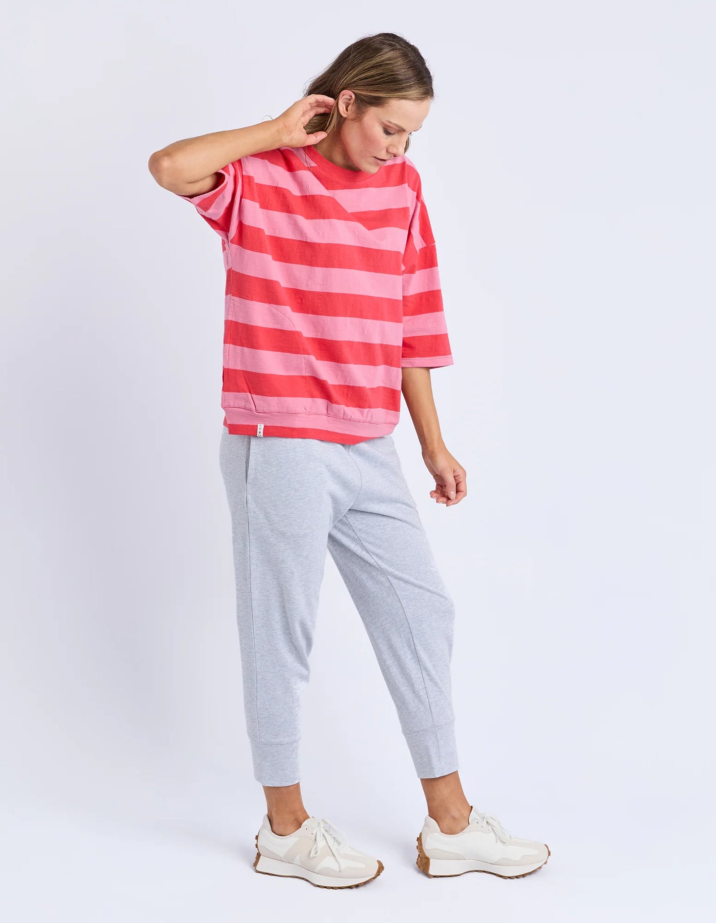 Elm Mazie Block Stripe Sweat - Cayenne & Rose