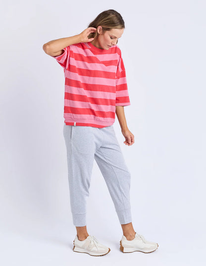 Elm Mazie Block Stripe Sweat - Cayenne & Rose