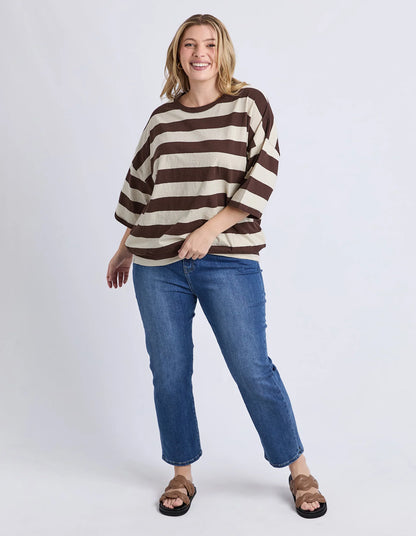 Elm Mazie Sweat - Coffee & Marshmallow Stripe