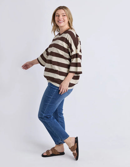 Elm Mazie Sweat - Coffee & Marshmallow Stripe