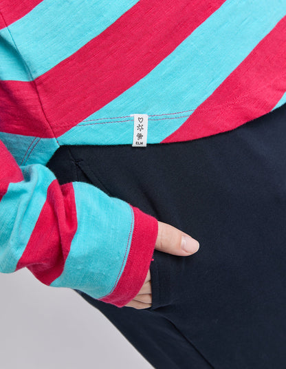 Elm Spritz Stripe L/S Tee - Sea/Dark Pink