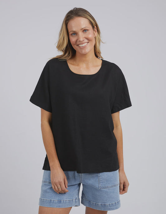 Elm Curtis Woven S/S Tee - Black