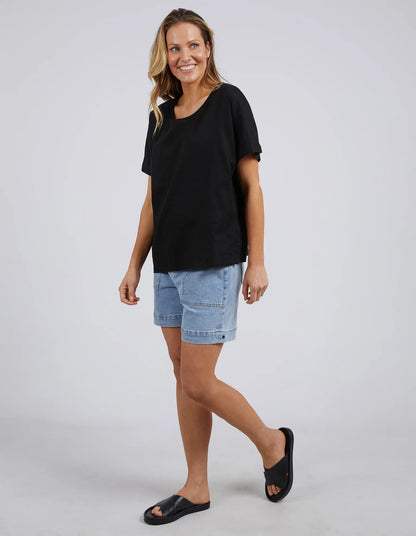 Elm Curtis Woven S/S Tee - Black