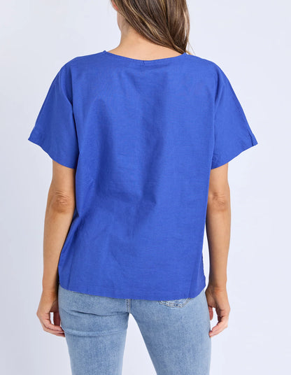 Elm Curtis Woven S/S Tee - Ocean Blue